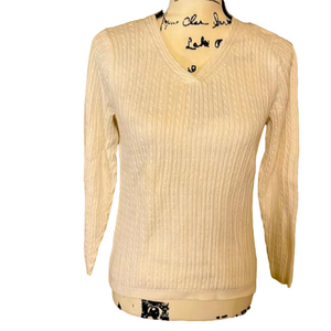 Vintage Alexandra Bartlett V-neck cream sweater Size small